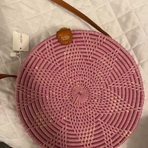 Pink Woven Round Bag